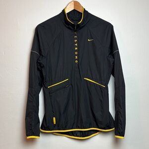 Nike Livestrong Women's 1/2 Zip Windbreaker Jacket Black Yellow Pullover Medium